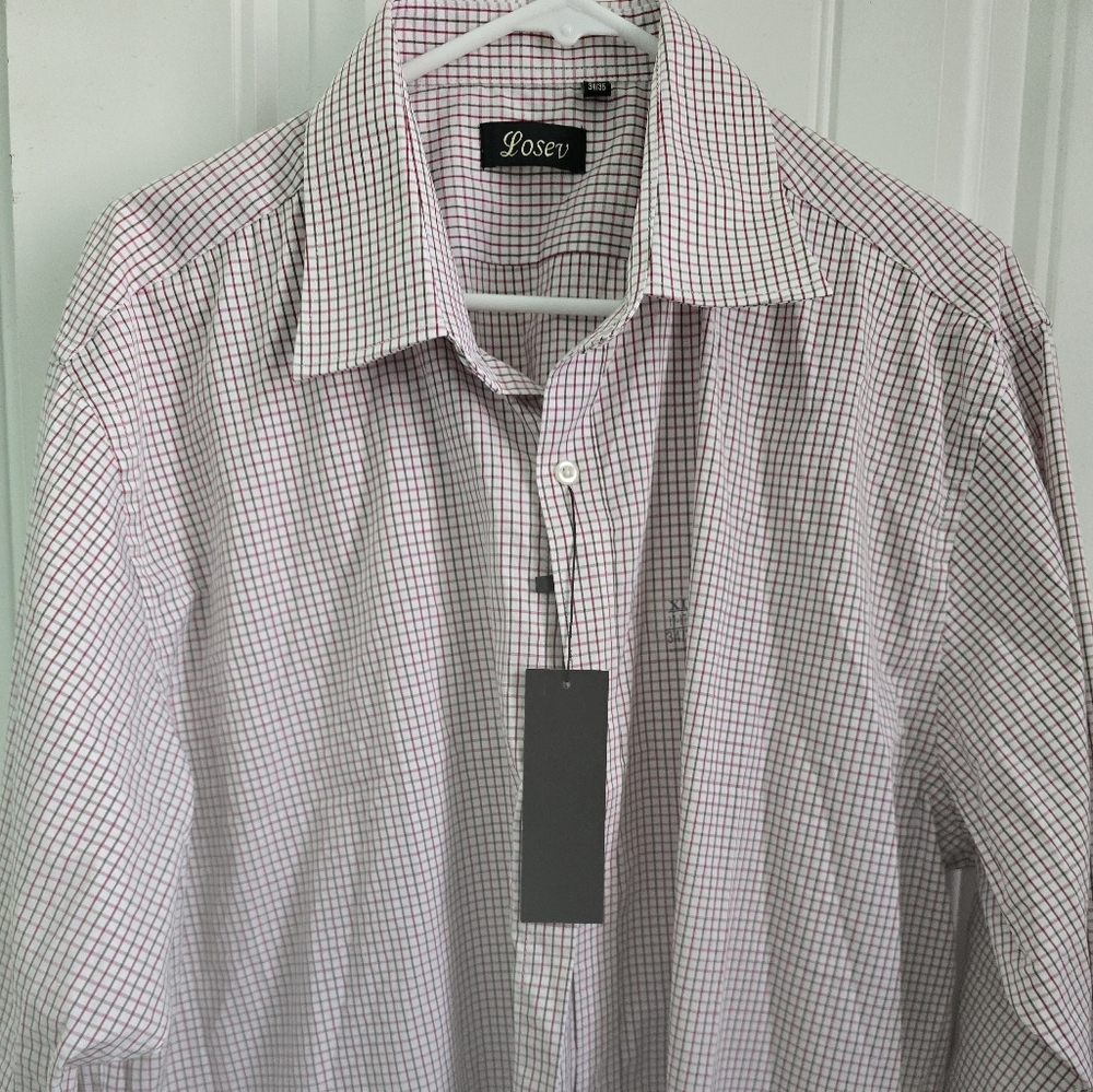 Casual White and Red Button Down Shirt